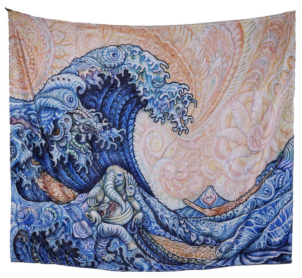 Blankets Randal Roberts - Great Wave - Fleece Blanket 103561 TrippyStore