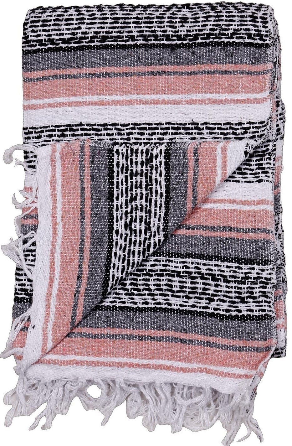 Blankets Vintage Pink and Charcoal - Mexican Falsa Blanket 103531 TrippyStore