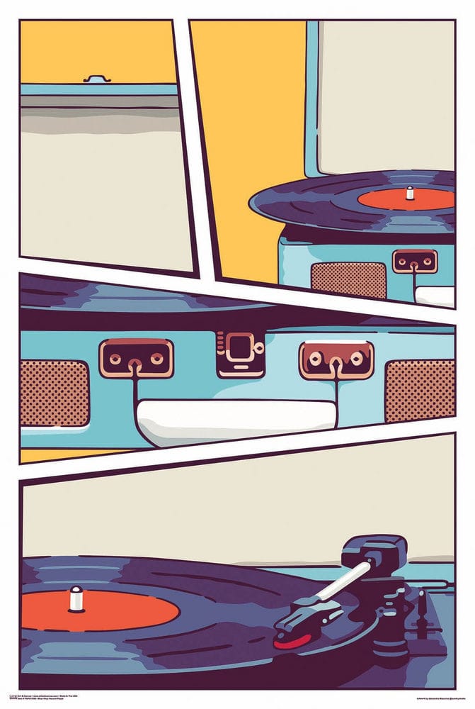 Posters Blue Vinyl Record Player - Poster 103599 TrippyStore