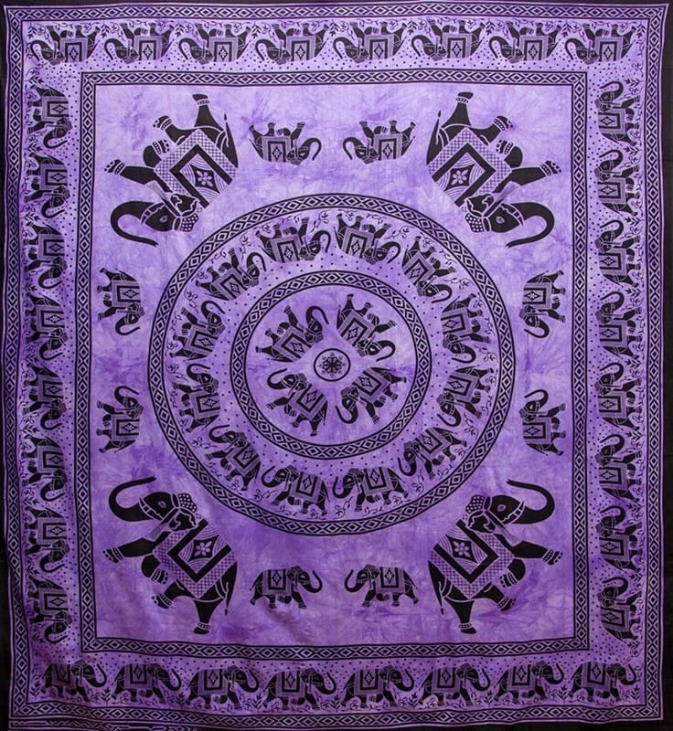 Tapestries Elephants Marching - Purple - Tapestry 101291 TrippyStore