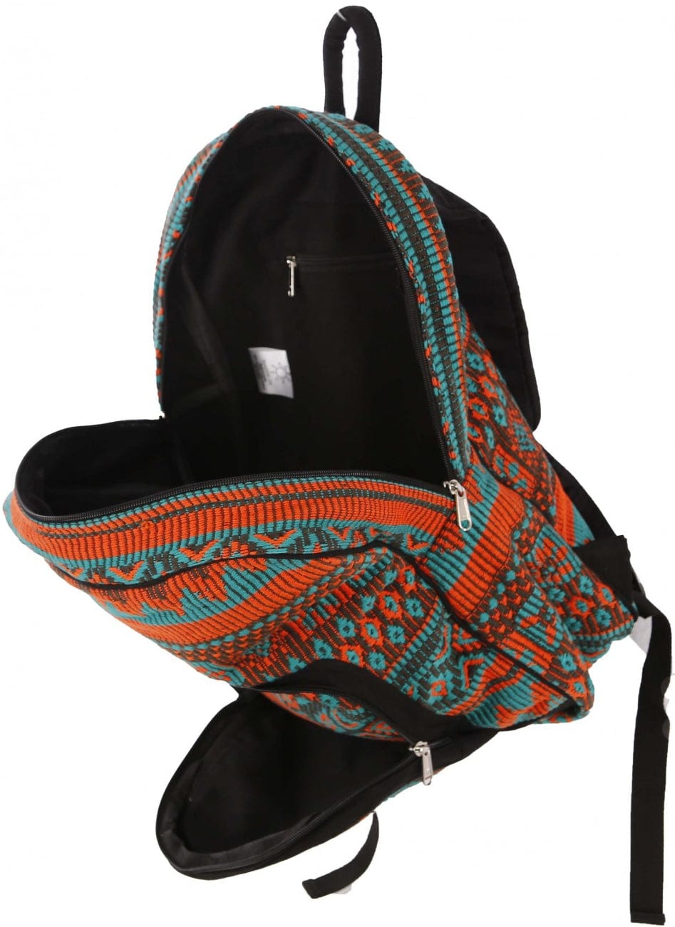 Bags Woven Jacquard - Turquoise and Orange - Backpack 102517