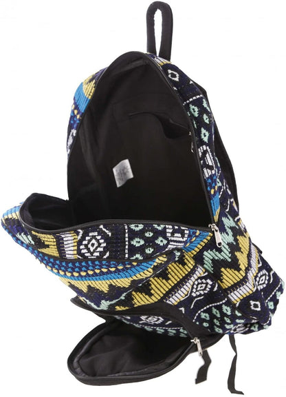 Bags Woven Jacquard - Yellow, Teal and Gray - Backpack 102515