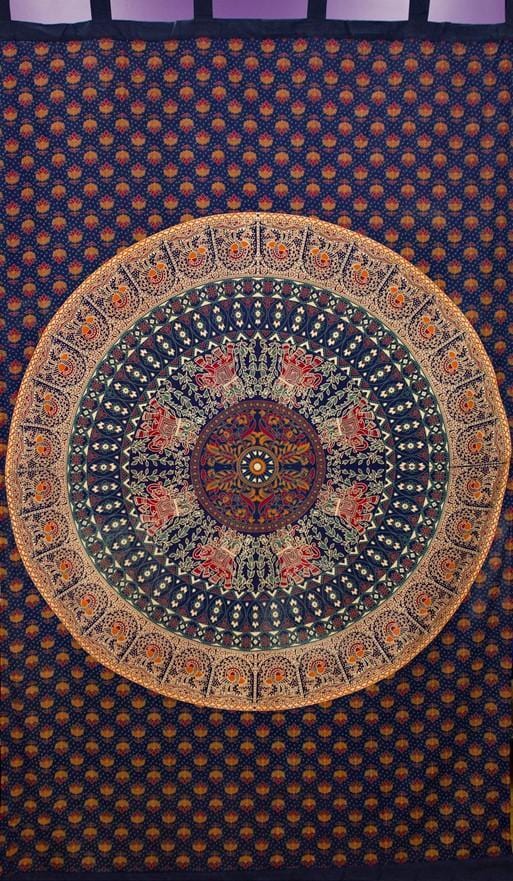 Curtains Elephant and Peacock Mandala - Sunset - Curtain 101253