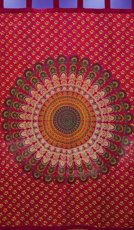 Curtains Peacock Mandala - Red and Gold - Curtain 101259
