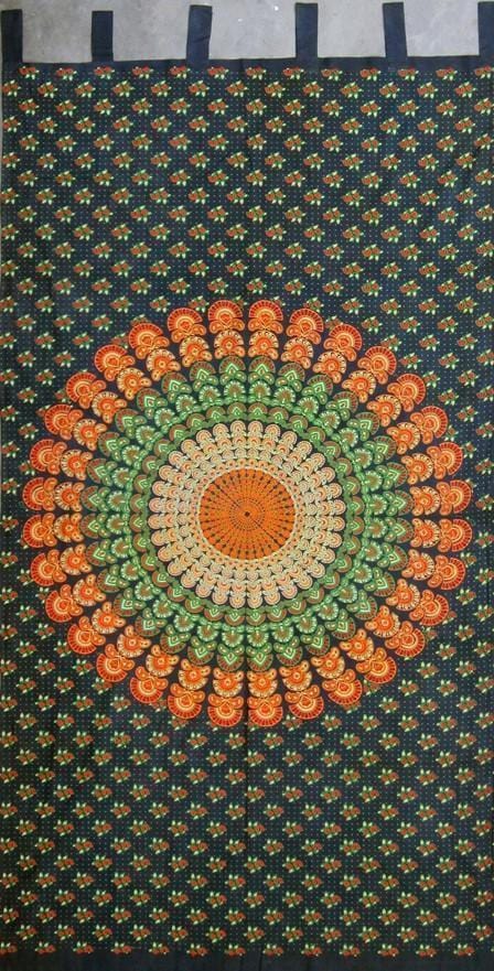 Curtains Sanganer Circle Mandala - Green - Curtain 005914