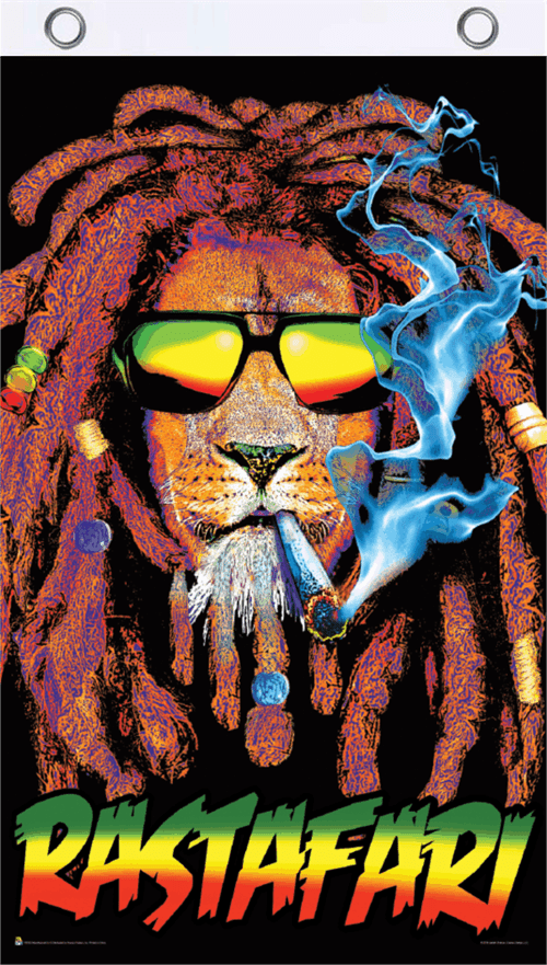 Flags Rastafarian Lion - Black Light Flag 100948