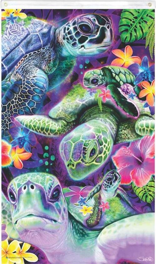 flags Sheena Pike - Sea Turtles - Black Light Flag 102553