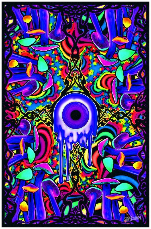 Trippy Black Light Posters Mushroom Butterfly Black Light Poster