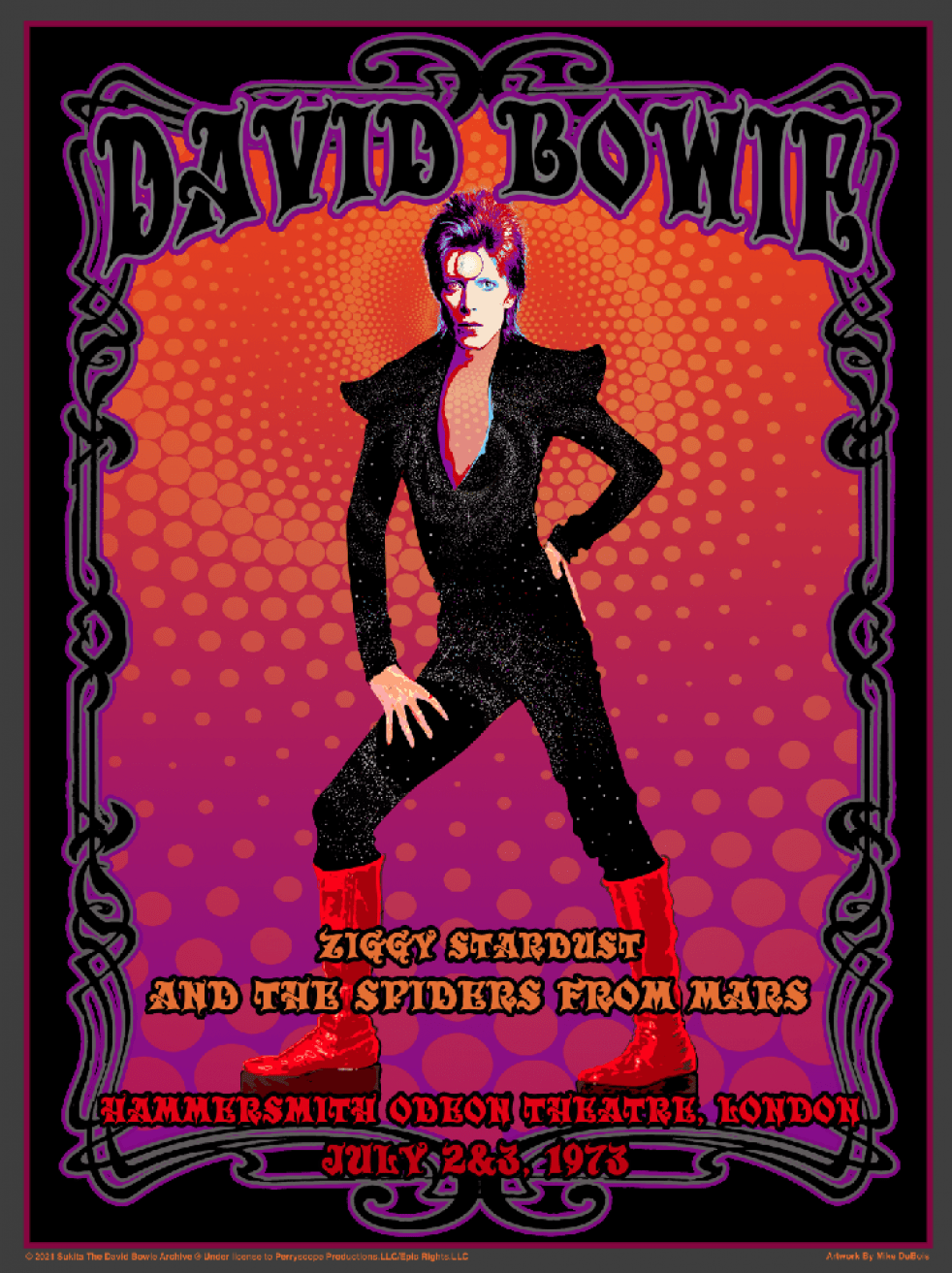 Posters Mike DuBois - David Bowie - Ziggy Stardust - Concert Poster 102257