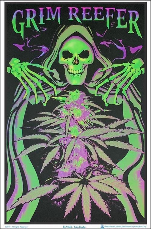 Hyper Skull Blacklight Poster - 24x36 Psychedelic Art - Glows Under UV Light