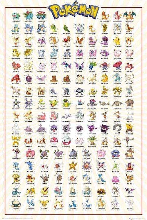pocket monsters 151 Pokemon Kanto 151 Poster (24 x 36)