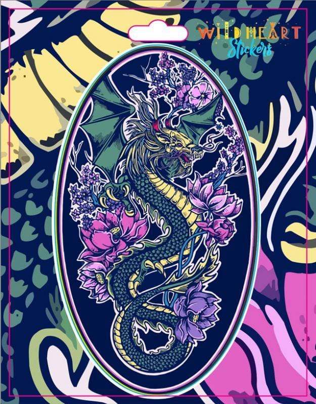 Stickers Floral Dragon - Window Sticker 101822