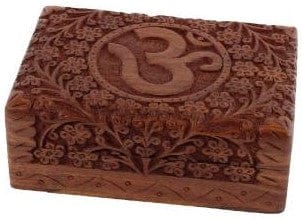 Storage Carved Om - Wooden Storage Box 102622