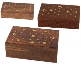Storage Moon and Stars Inlay - Three Wooden Nesting Boxes 102634