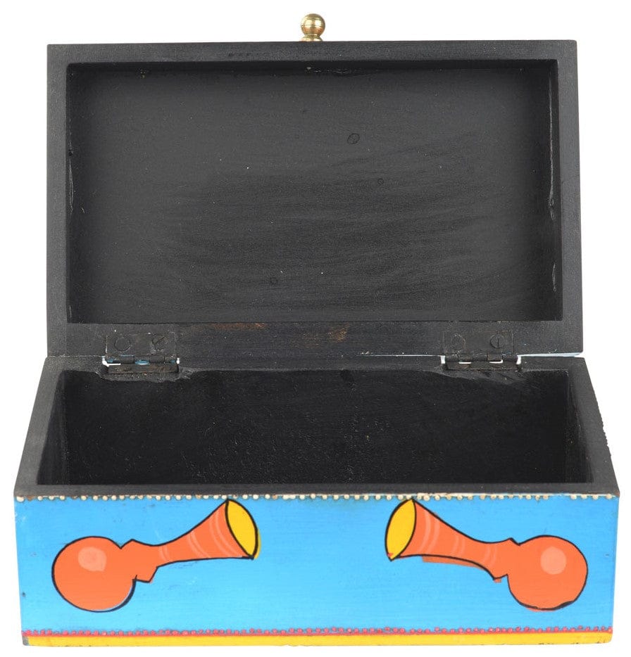 Storage Mustache and Horn - Hand-painted - Wooden Storage Box 102771