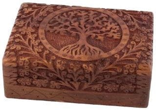Storage Ornate Carved Tree of Life - Wood Storage Box 102627