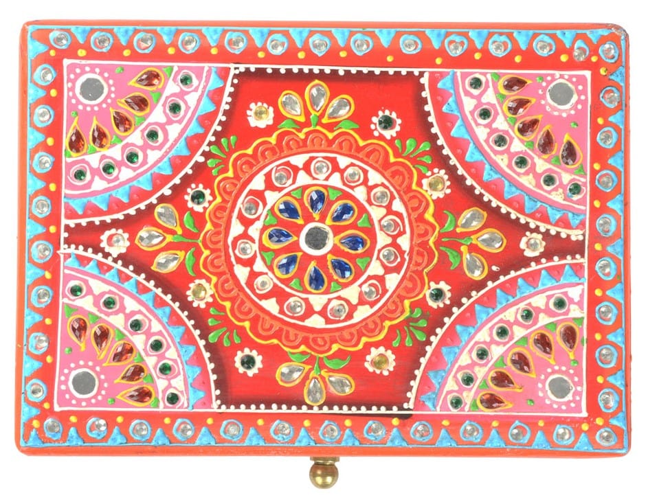 Storage Red Mandala - Hand-painted - Wooden Storage Box 102768