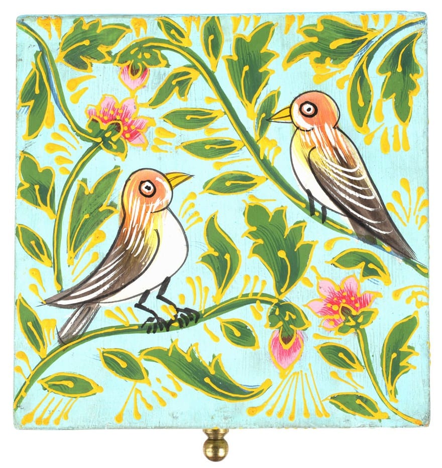 Storage Song Birds and Flowers - Hand-painted - Wooden Storage Box 102773