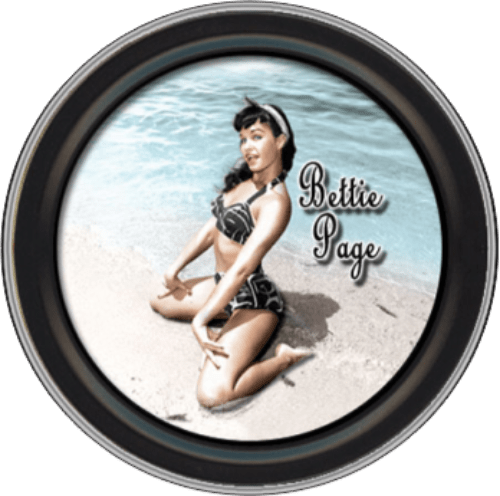 Storage Stash Tins - Bettie Page - Sand - Round Metal Storage Container 1030067