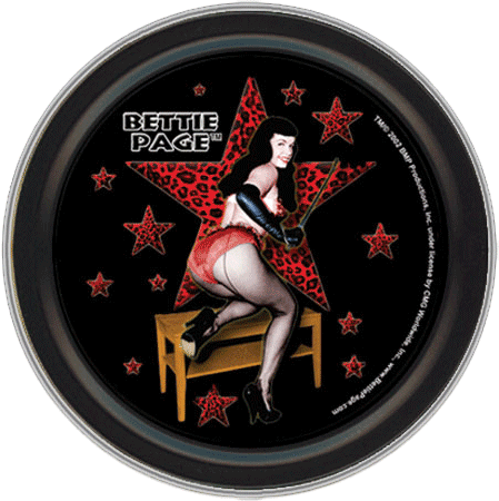 Storage Stash Tins - Bettie Page - Star - Round Metal Storage Container 1030065