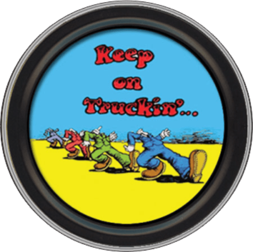 Storage Stash Tins - R. Crumb - Keep on Truckin’ - Round Metal Storage Container 1030050