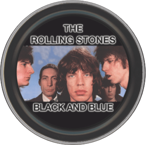 Storage Stash Tins - Rolling Stones - Black and Blue - Round Metal Storage Container 1030038