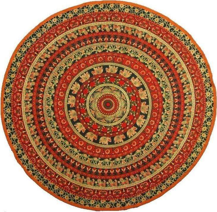 Tablecloths Elephant and Peacock Mandala - Red and Green - Round Tablecloth 101538