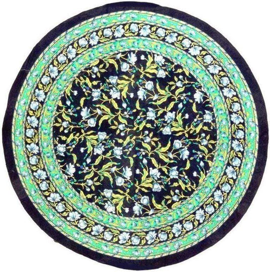 Tablecloths French Floral - Green and Black - Round Tablecloth 101542