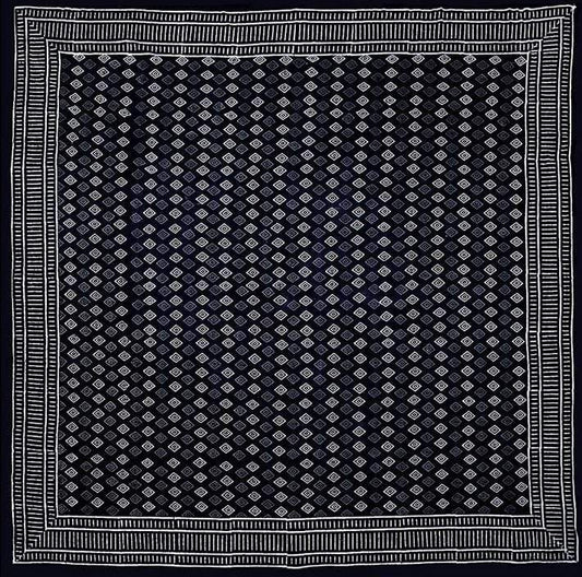 Tablecloths Handblocked Dabu - Black and White - Square Tablecloth 101599