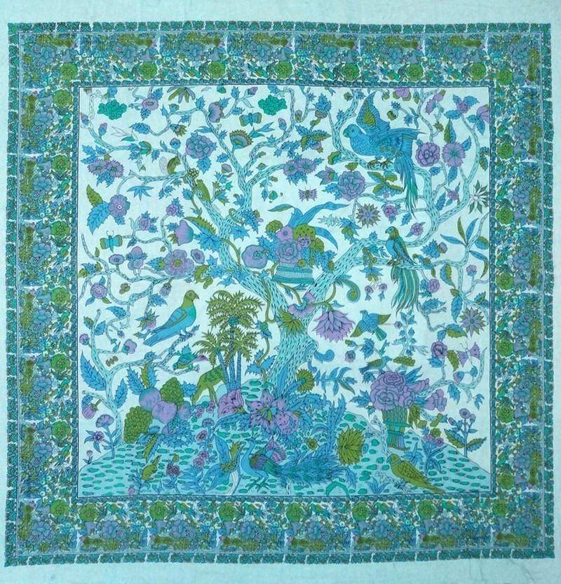 Tablecloths Tree of Life and Birds - Turquoise - Square Tablecloth 102228