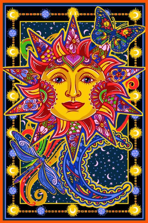 sun and moon art hippie