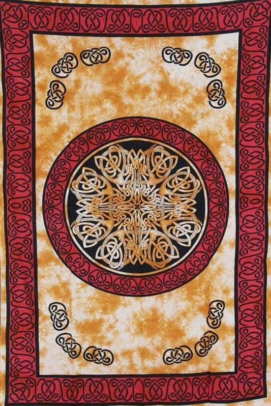 Tapestries Celtic Knot Mandala - Red and Gold - Tapestry 101378