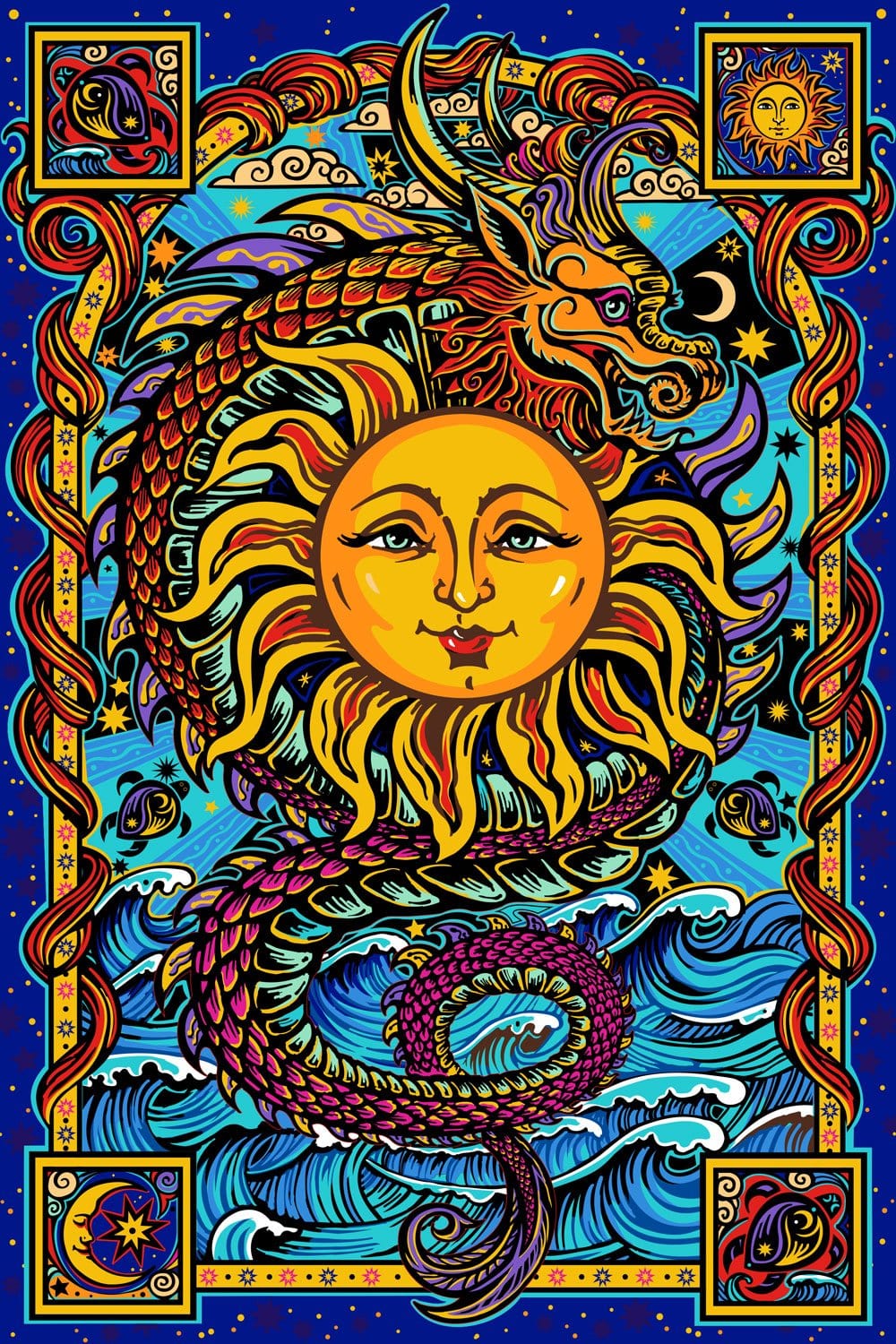 Dragon Sun Tapestry – TrippyStore1