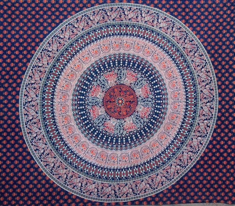 Tapestries Elephant and Bird Mandala - Blue - Tapestry 101276