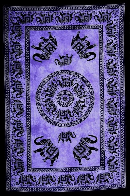 Elephants Marching - Purple - Tapestry