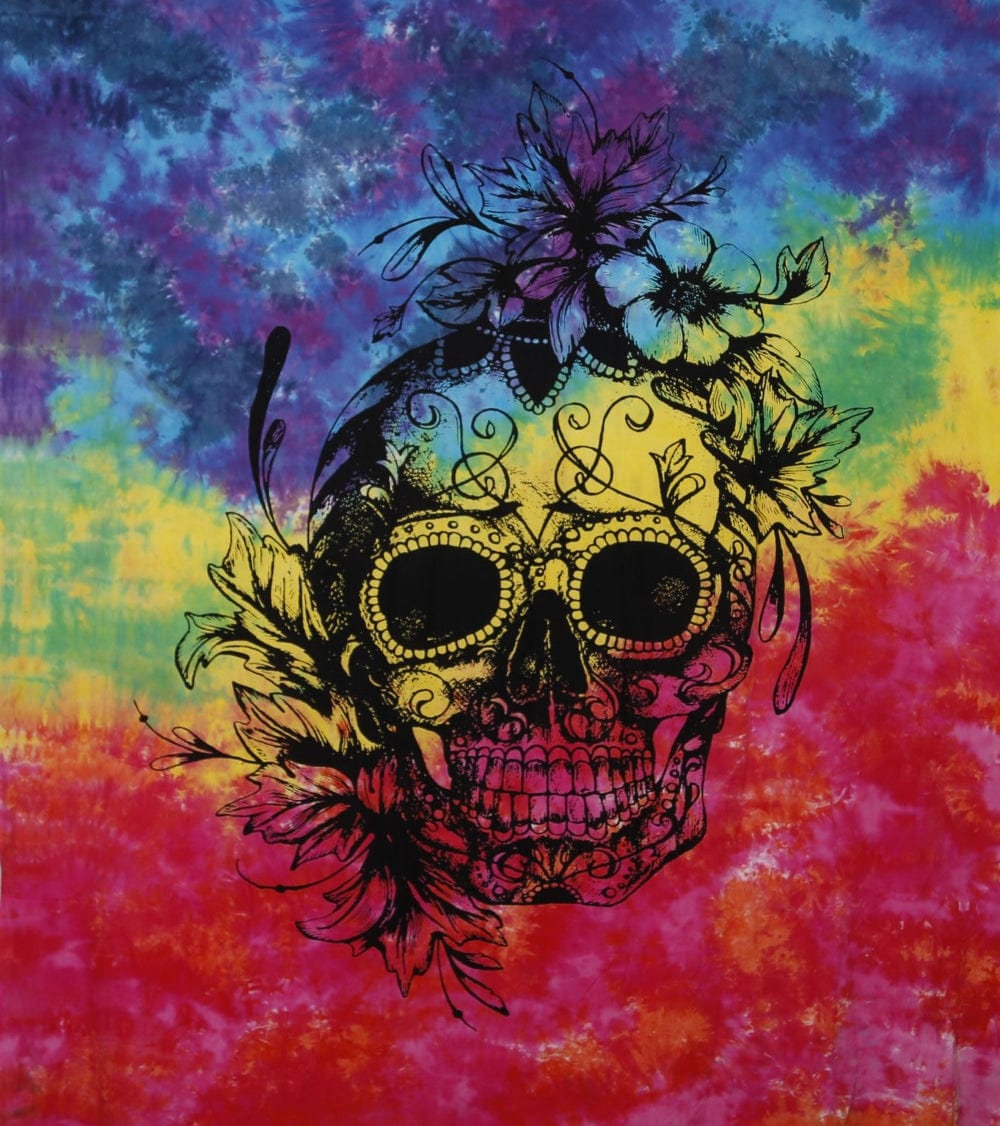Tapestries Flower Skull - Tie-Dye - Tapestry 100585