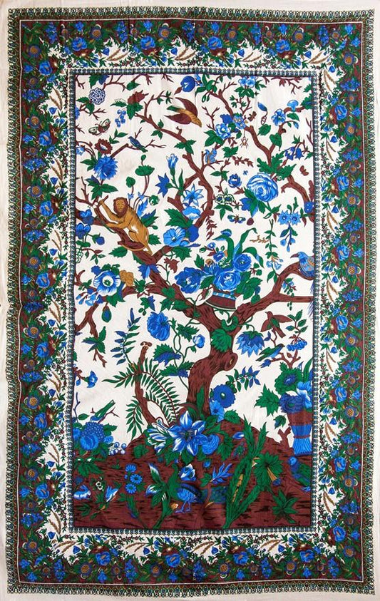 Tapestries Flowering Tree of Life - Blue and Brown - Tapestry 100648