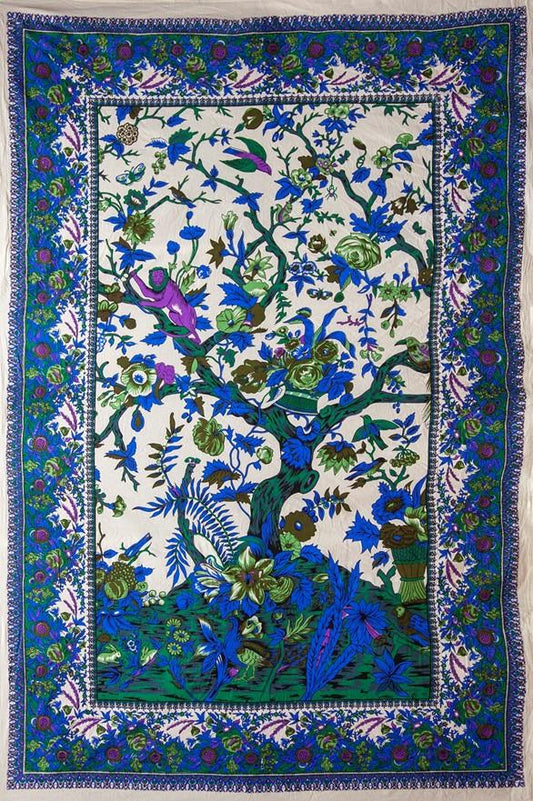 Tapestries Flowering Tree of Life - Natural and Blue - Tapestry 100644