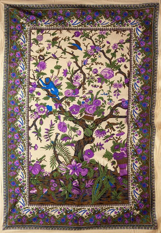 Tapestries Flowering Tree of Life - Natural and Purple - Tapestry 100643