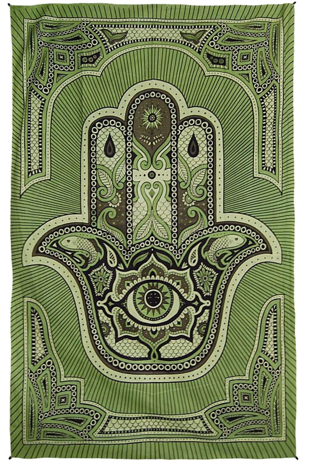 Hamsa Hand of Fatima Green Tapestry TrippyStore