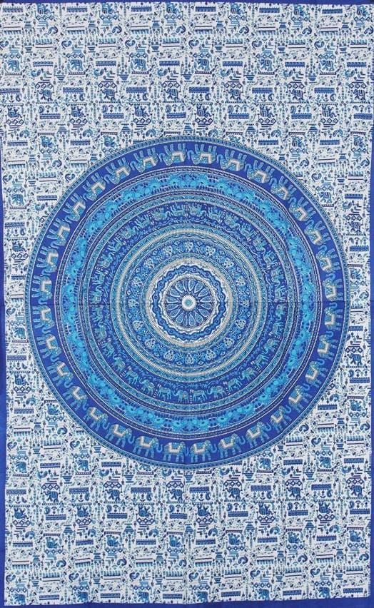 Tapestries Modern Elephant Mandala - Blue - Tapestry 101311