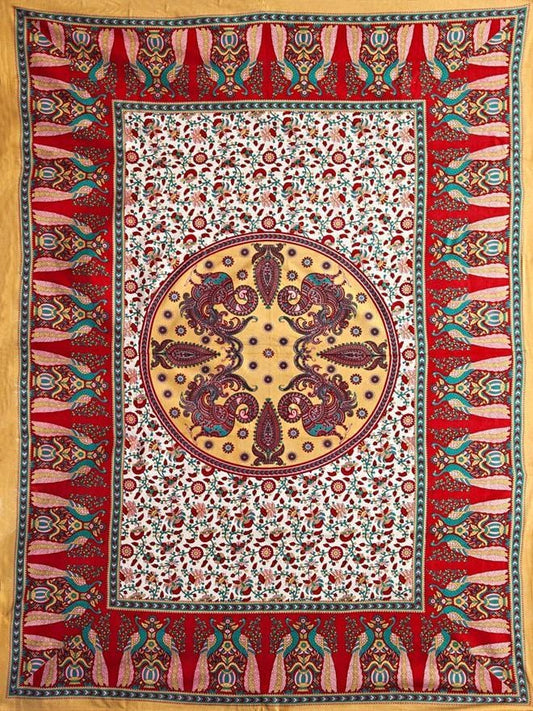 Tapestries Vibrant Peacocks - Red - Tapestry 101364