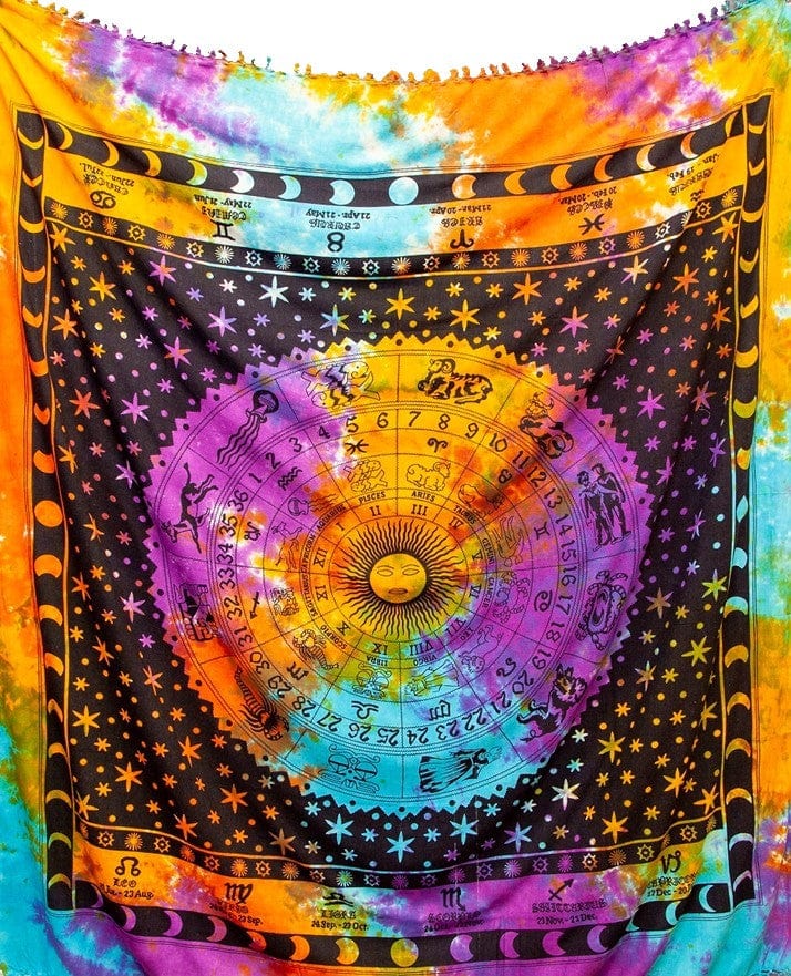 Tapestries Zodiac with Fringe - Tie-Dye - Tapestry 102315