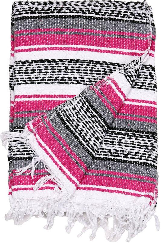 Hot Pink and Charcoal - Mexican Falsa Blanket