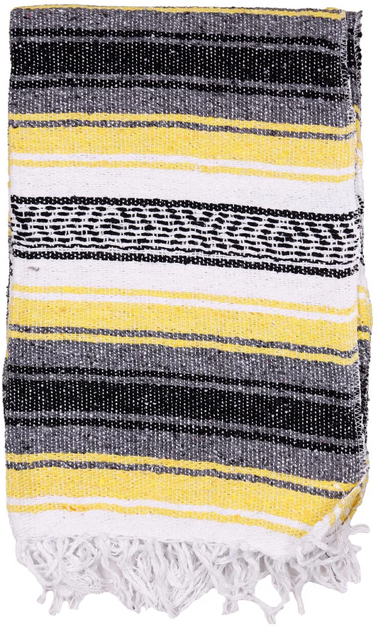 Yellow and Charcoal - Mexican Falsa Blanket