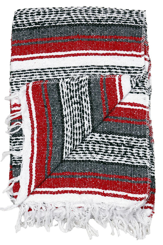 Red and Charcoal - Mexican Falsa Blanket