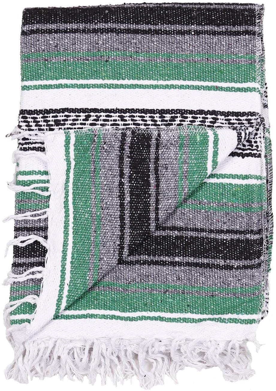 Blankets Green and Charcoal - Mexican Falsa Blanket 103528 TrippyStore