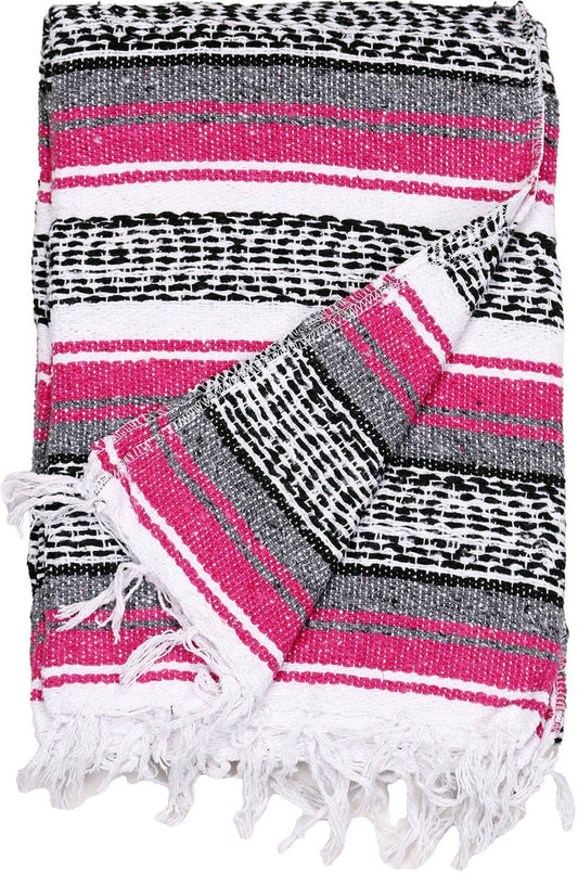 Blankets Hot Pink and Charcoal - Mexican Falsa Blanket 103529 TrippyStore