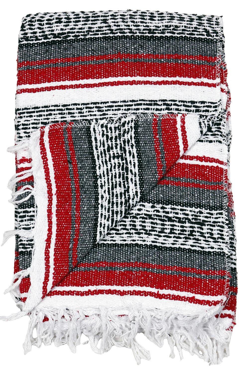 Blankets Red and Charcoal - Mexican Falsa Blanket 103533 TrippyStore