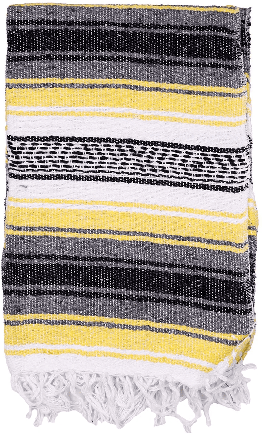 Blankets Yellow and Charcoal - Mexican Falsa Blanket 103534 TrippyStore